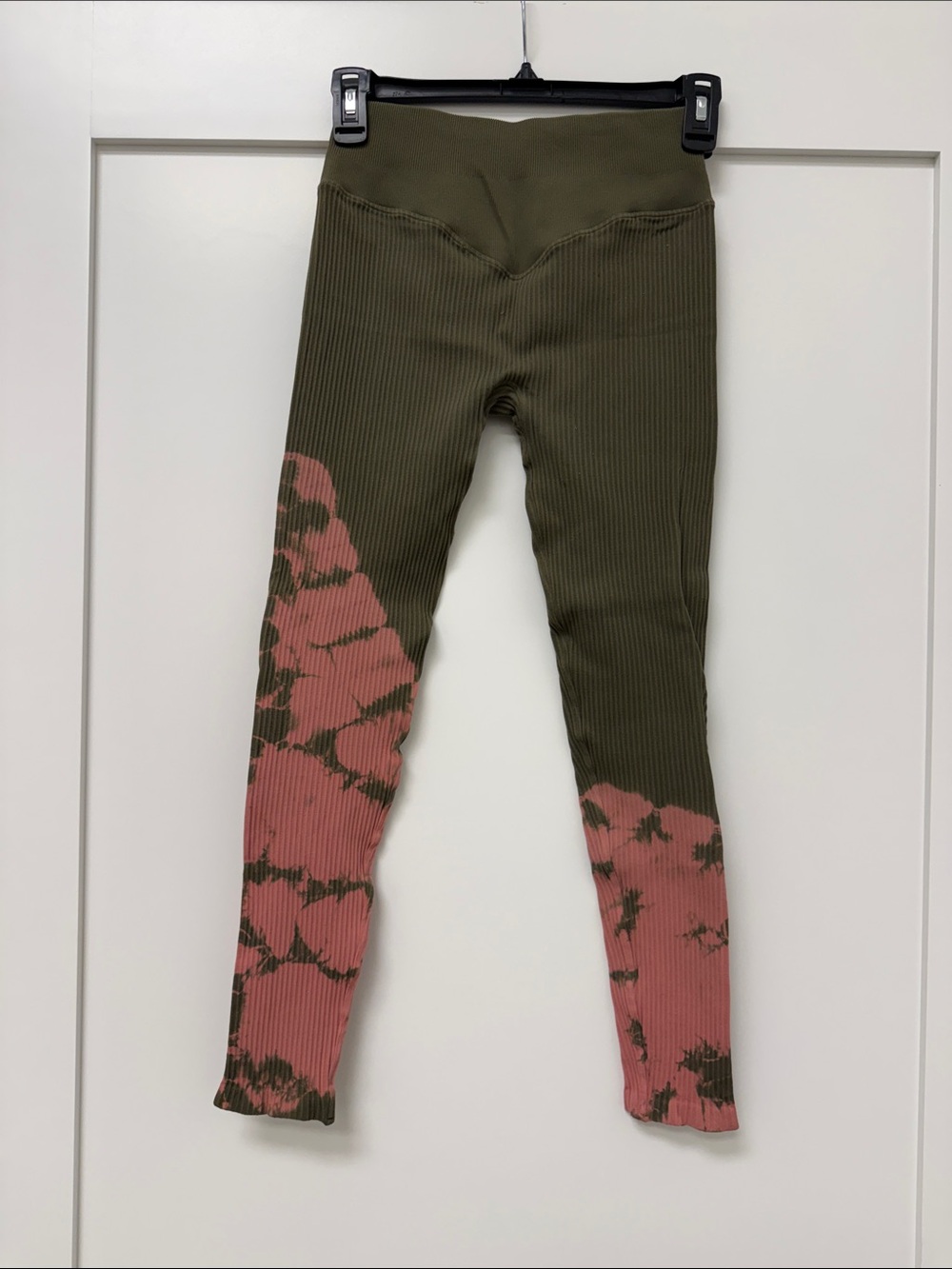 Bombshell Olive & Coral Tie-Dye High-Waist Leggings- Sz 6 - Picture 7 of 8